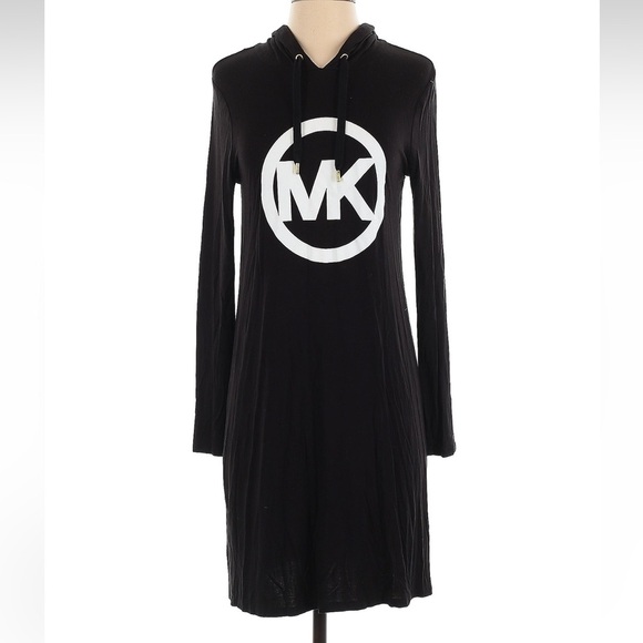 MICHAEL Michael Kors Black Circle Logo Hoodie Dress Women’s Size Petite Small - Picture 4 of 7